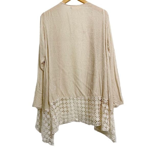 Johnny Was 4LoveandLiberty Crochet Velvet Ivory Kimono Cardigan Size Small - Picture 2 of 12